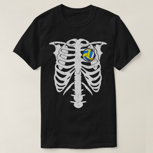 Skeleton Volleyball In Heart Costume Halloween Pre T-Shirt (Design Front)