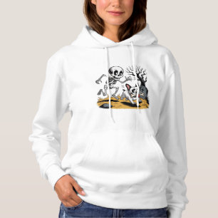 Skeleton vs French Bulldog – Funny Halloween Chase Hoodie