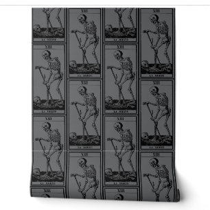 Skeleton Wallpaper - Gothic Decor - Gray - La Mort