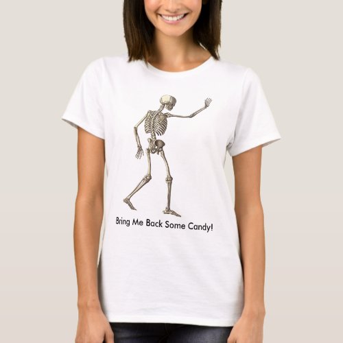 Skeleton Waving Bring Back Candy Womens T_Shirt