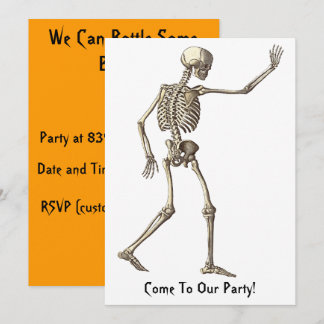 Skeleton Waving Halloween Invitation