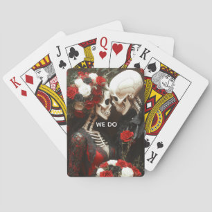 Skeleton Wedding Black & Red Poker Cards
