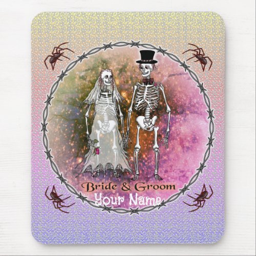 Skeleton Wedding custom name Mouse Pad