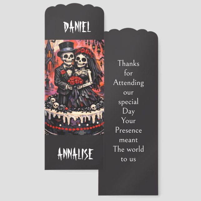Skeleton Wedding, gothic Lovers Embrace  Bookmarks (Front & Back)