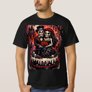 Skeleton Wedding, gothic Lovers Embrace  T-Shirt