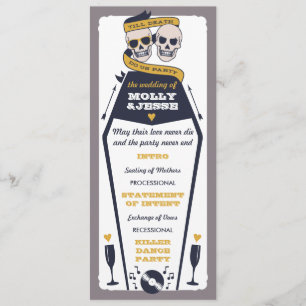 Skeleton Wedding Program - Navy and Mustard