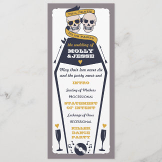 Skeleton Wedding Program - Navy and Mustard