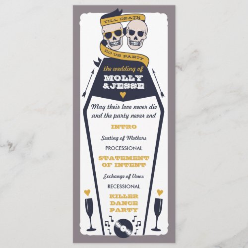 Skeleton Wedding Program _ Navy and Mustard