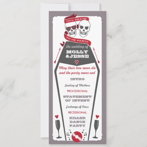 Skeleton Wedding Program _ Valentine Red