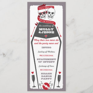 Skeleton Wedding Program - Valentine Red