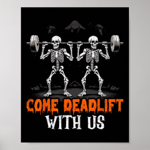 Skeleton Weightlifter Bodybuilder Workout Fitness Poster