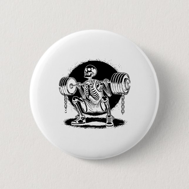 Skeleton Weightlifting Weightlifter Bodybuilding  Button (Front)