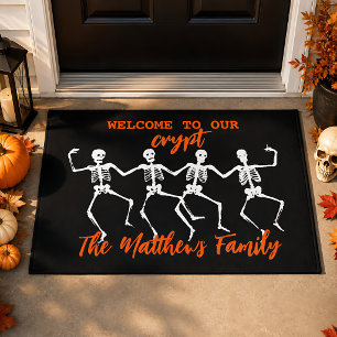 Skeleton Welcome to Our Crypt Personalized Doormat