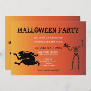 Skeleton Witch Halloween Invitation