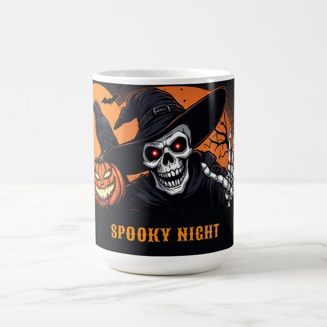 Skeleton Witch Hat Pumpkin Halloween Glow 🍂 Coffee Mug (Center)