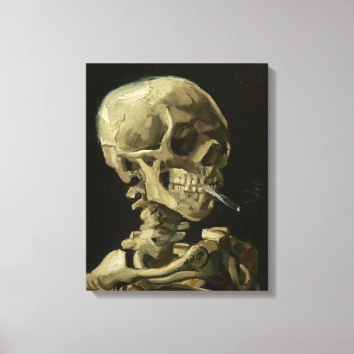 Skeleton with a Burning Cigarette  Van Gogh Canvas Print