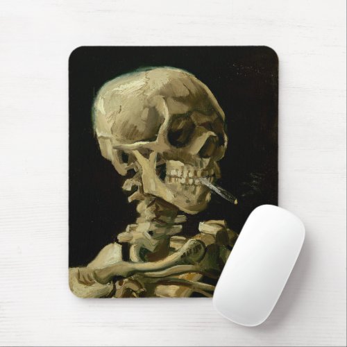 Skeleton with a Burning Cigarette  Van Gogh Mouse Pad