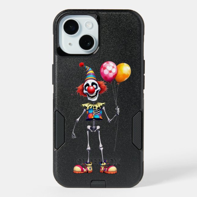  Skeleton with a Clown Nose, Halloween, author Nat iPhone 15 Case (Back)