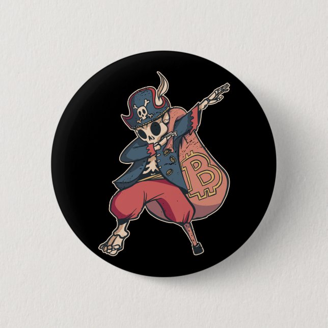 Skeleton with Bitcoin Logo Button (Front)