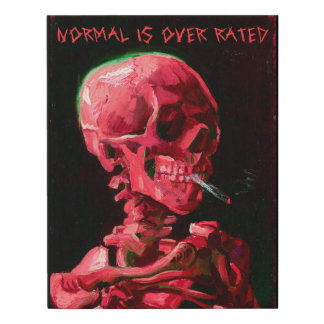 Skeleton with Burning Cigarette by Van Gogh Faux Canvas Print