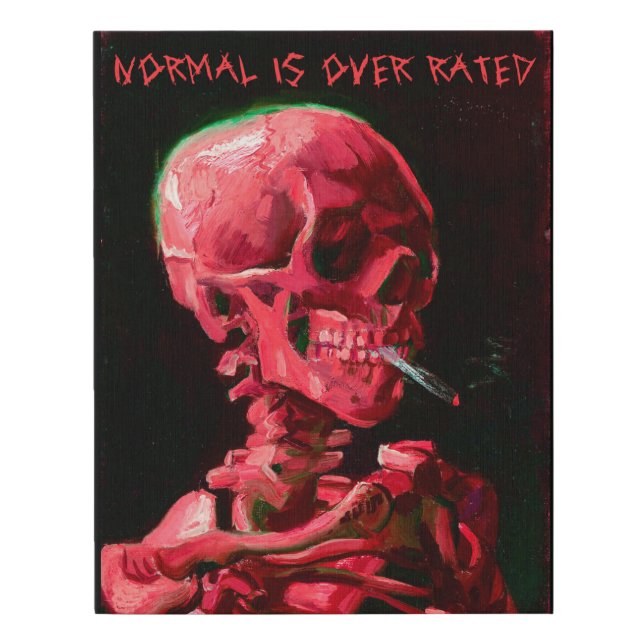 Skeleton with Burning Cigarette by Van Gogh  Faux Canvas Print (Front)