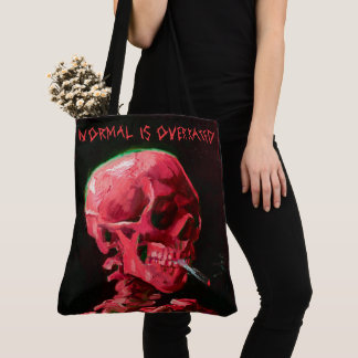 Skeleton with Burning Cigarette by Van Gogh Tote Bag