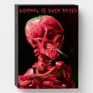 Skeleton with Burning Cigarette by Van Gogh Wooden Box Sign
