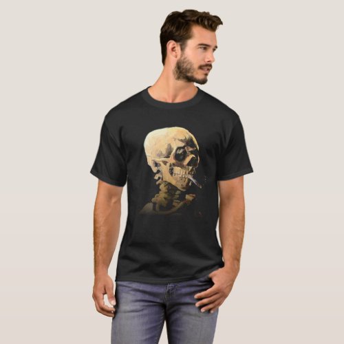 Skeleton with Burning Cigarette _ Van Gogh T_Shirt