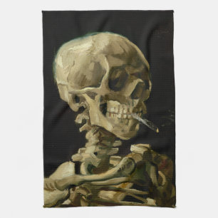 Skeleton with Burning Cigarette Vincent van Gogh Kitchen Towel