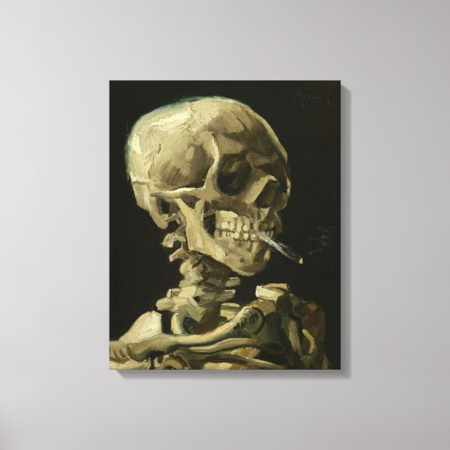 Skeleton with cigarette by Van Gogh Canvas Print