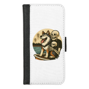Skeleton with Dog on Haunted Lake Horror Art iPhone 8/7 Wallet Case