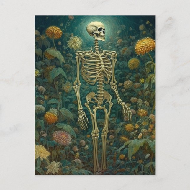 Skeleton With Flowers  Postcard (Front)
