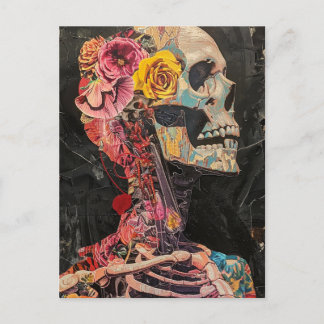 Skeleton With Flowers Postcard