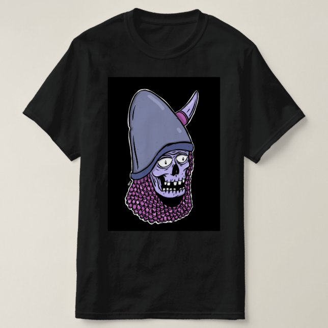 Skeleton with Helmet Horn T-Shirt (Design Front)
