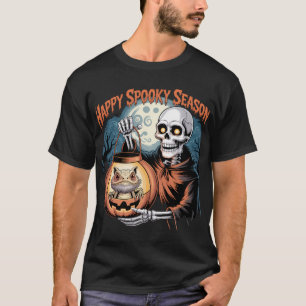 Skeleton with Lizard in Pumpkin Lantern T-Shirt