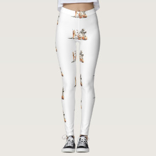 Skeleton with pumpkin and drink. Halloween. Leggings