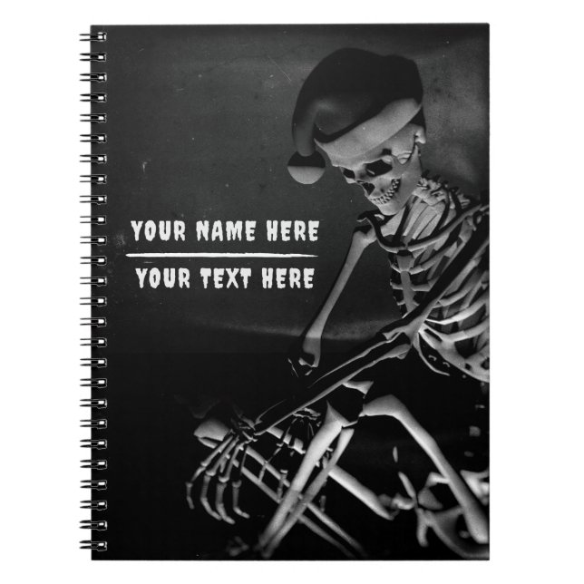Skeleton with Santa hat. Customizable Notebook (Front)