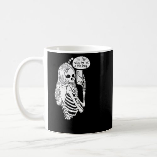 Skeleton Woman with Cell Phone Taking Selfie Skull Coffee Mug