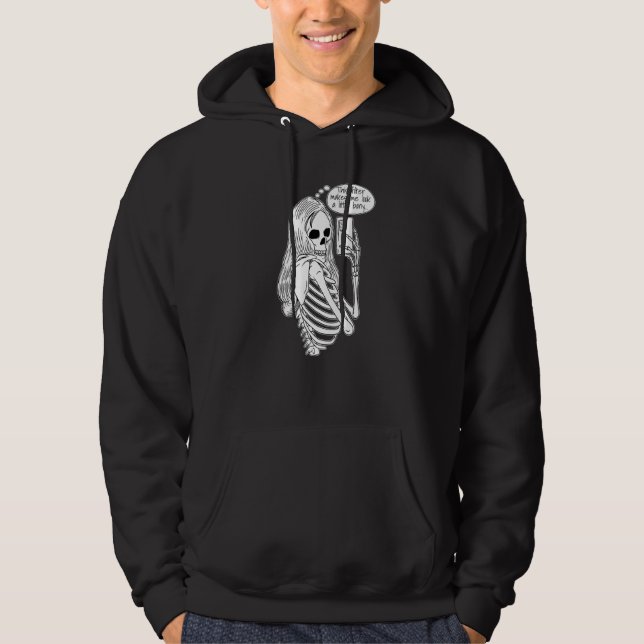 Skeleton Woman with Cell Phone Taking Selfie Skull Hoodie (Front)