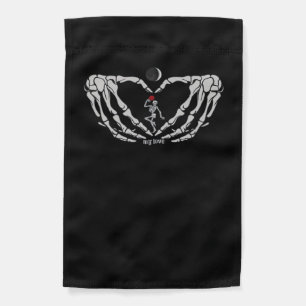 Skeleton Woman With Red Heart Hands Festival Garden Flag