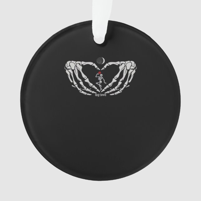 Skeleton Woman With Red Heart Hands Festival Ornament (Front)