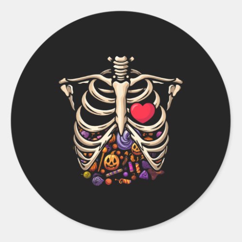 Skeleton Xray Ribs Rib Cage Halloween Candy Costum Classic Round Sticker