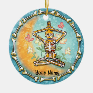 Skeleton Yoga Ceramic Ornament