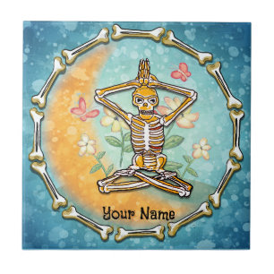 Skeleton Yoga Ceramic Tile
