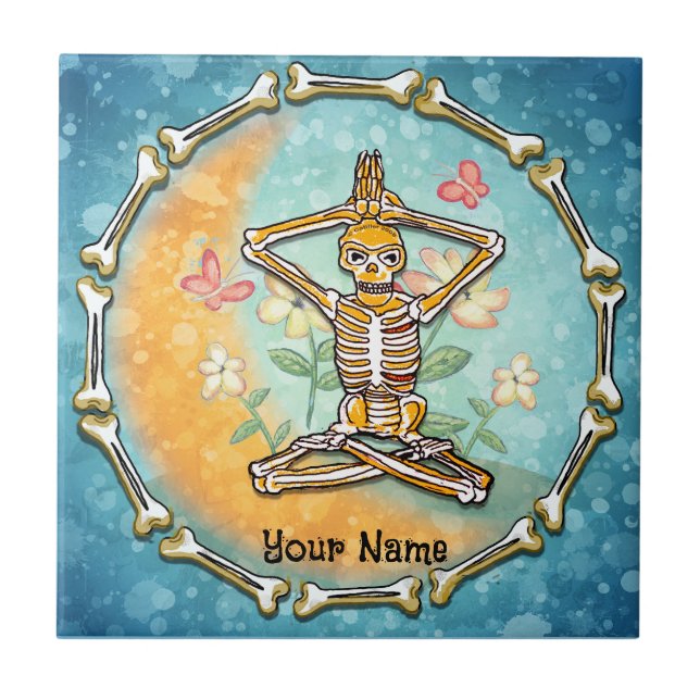 Skeleton Yoga   Ceramic Tile (Front)