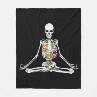 Skeleton Yoga Flowers Meditation Blanket