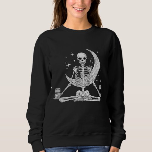 Skeleton Yoga Meditating and Drinking Coffee Funny Sweatshirt