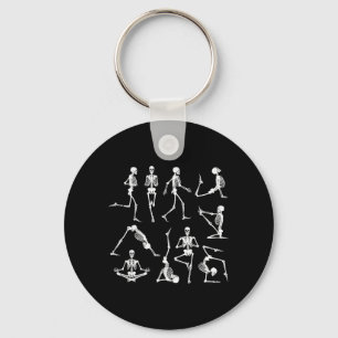 Skeleton Yoga Poses Funny Halloween Flexible Bone Keychain