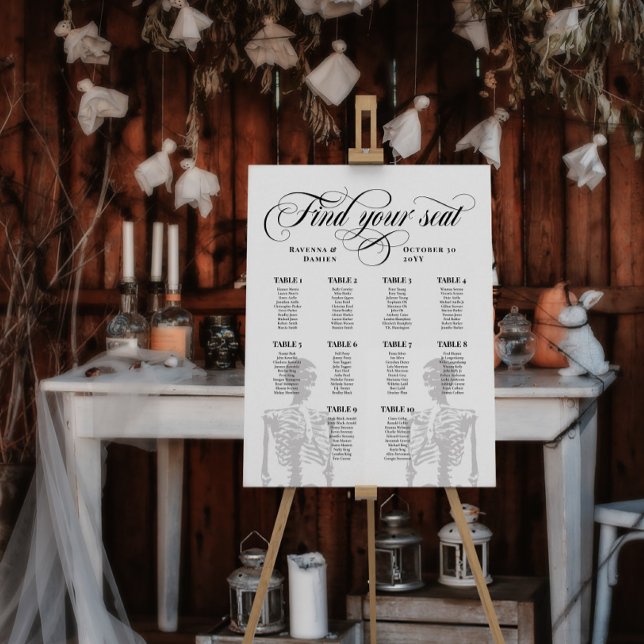 Skeletons 10 Table Halloween Wedding Seating Chart Foam Board (Creator Uploaded)