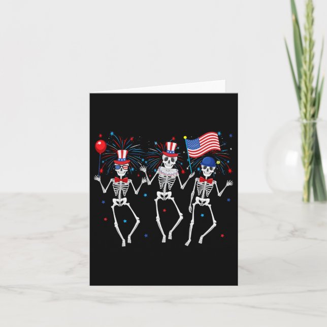 Skeletons 4th Of July Funny Independence Day 1  Card (Front)
